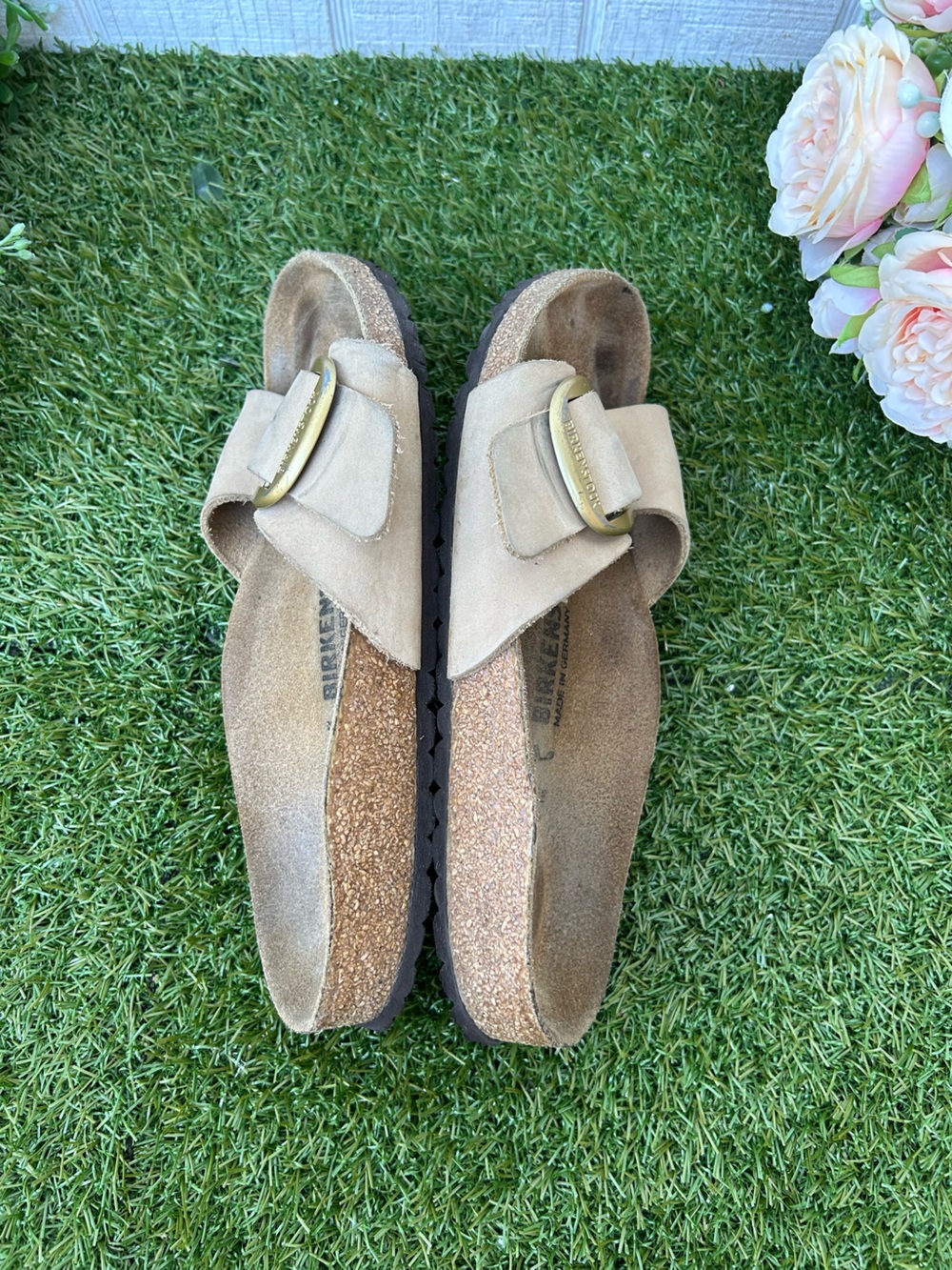 Birkenstock🍂Madrid BIG buckle leather sandals sandcastle size 38US 7-7.5 - Picture 14 of 16